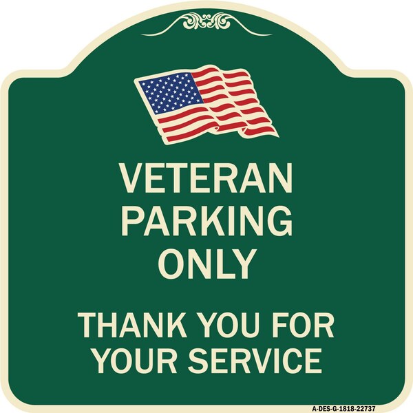 Signmission Veteran Parking Thank You for Your Service Heavy-Gauge Aluminum Sign, 18" x 18", G-1818-22737 - A-DES-G-1818-22737