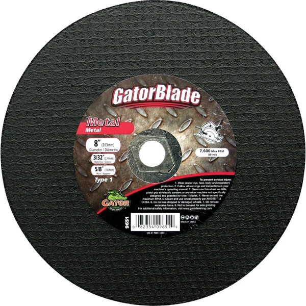 Gator Finishing Blade Type 1 8 In. x 3/32 In. x 5/8 In. Metal Cut-Off Wheel - 9651