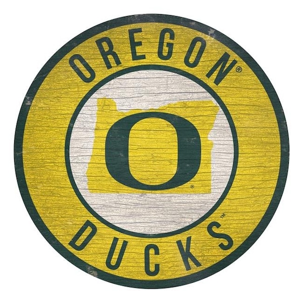 Fan Creations Oregon Ducks Sign Wood 12 Inch Round State Design - 7846020181
