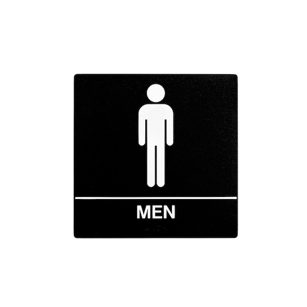 Bcf 8 x 8, Men Door Sign, Square Print, Picture & Text With Braille, Black - SB441-BLACK