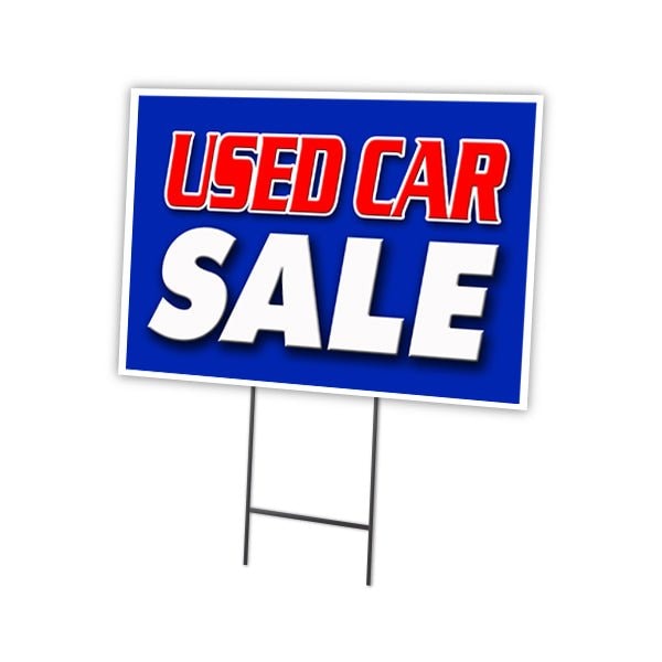 Signmission Used Car Sale Yard Sign & Stake outdoor plastic coroplast window, C-1216-DS-Used Car Sale - C-1216-DS-USED CAR SALE