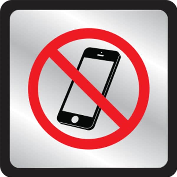 Hy-Ko No Cell Phones Symbol Plaque Sign 4.5" x 4.5", 5PK - A00496