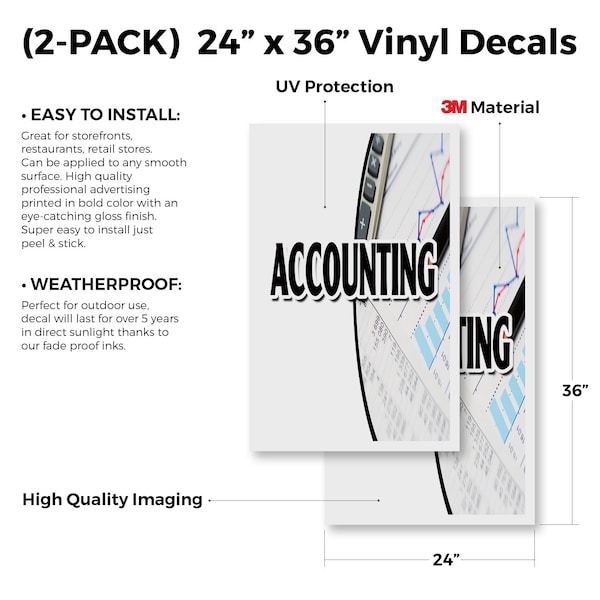 Signmission Accounting, Vinyl Decals Only 24 Inch x 36 Inch, Vinyl Decal, 2PK - DSB-2436-2PACK-ACCOUNTING
