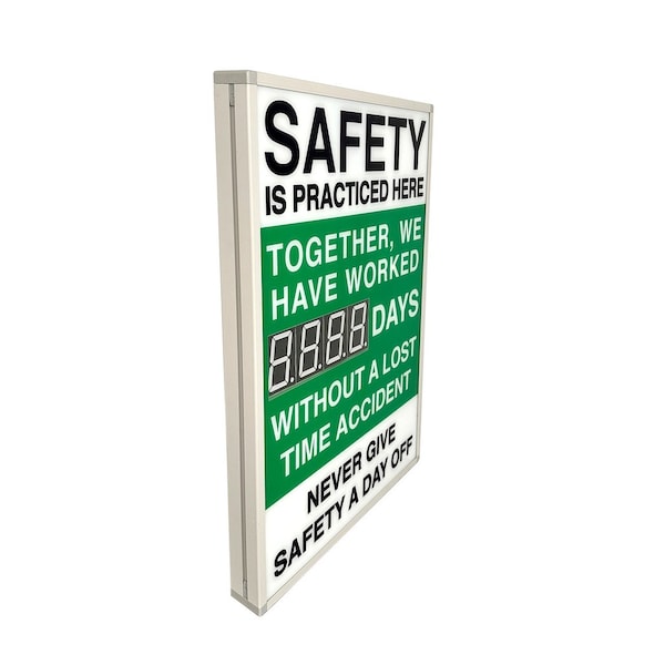 5S Supplies Digital LED Safety Scoreboard Signs with Frame, Safety By Choice Not By Chance - SAFETY-LED- SBCNBC
