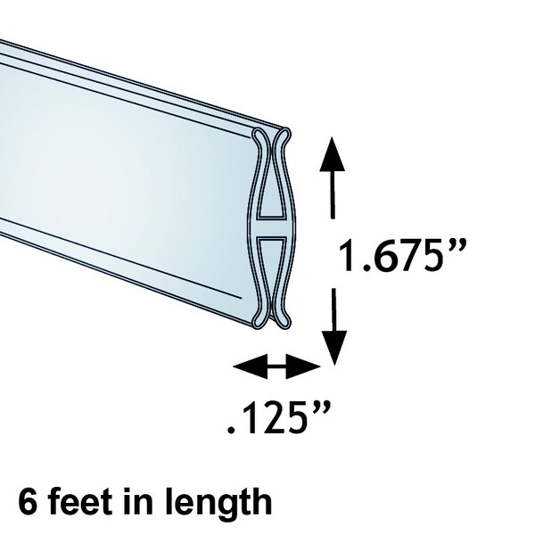 Azar Displays 72"L x 0.125"W x 1.675"H Clear H-Strip Sign Holder, PK5 - 600076