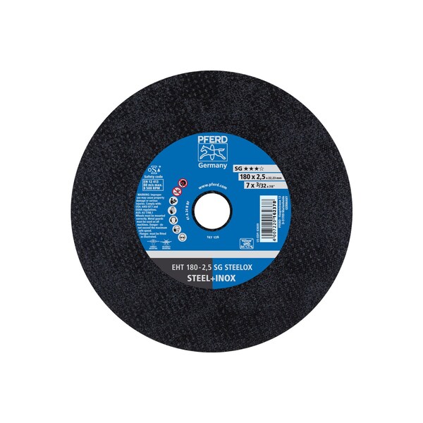 Pferd Type 1, 7 in Dia, 1/8 in Thick, 7/8 in Arbor Hole Size, Aluminum Oxide, 24 Grit - 63609