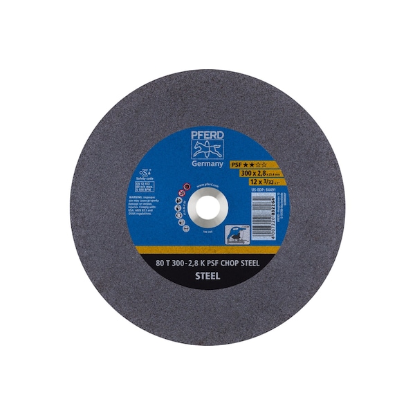 Pferd 12 in Dia, 3/32 in Thick, 1 in Arbor Hole Size, Aluminum Oxide A, 36 Grit - 64491