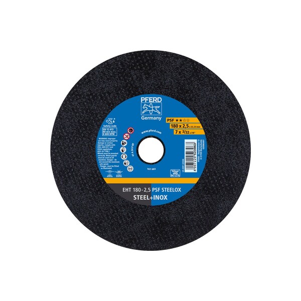 Pferd Abrasive Cut-Off Wheel, Type 1, 7 in Dia, 3/32 in Thick, 7/8 in Arbor Hole Size, Aluminum Oxide A - 63566