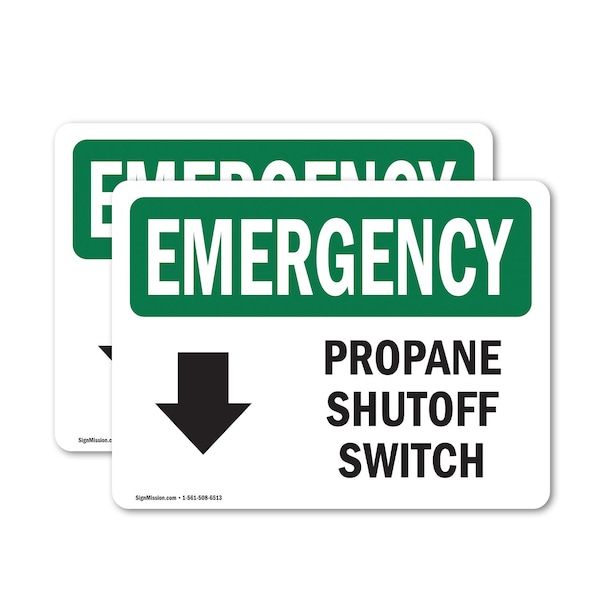 Signmission Electrical Propane Shutoff Switch With Symbol Emergency Sign, Vinyl Decal, 10in W x 7in L, 2PK - OS-2PACK-EM-D-710-L-10291