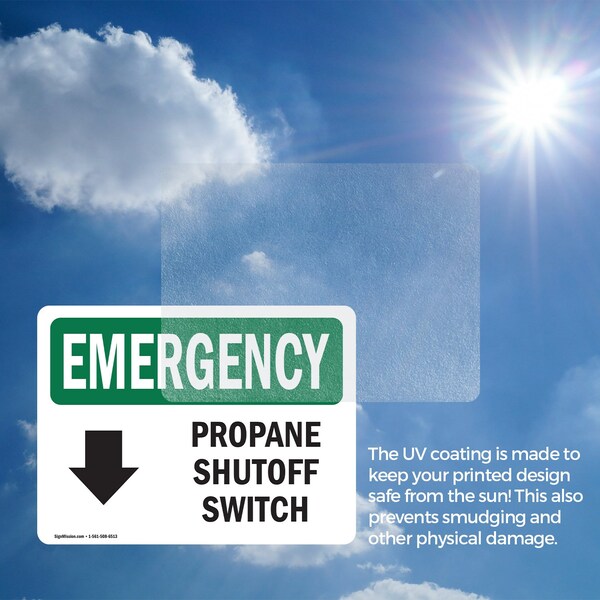 Signmission Electrical Propane Shutoff Switch With Symbol Emergency Sign, Vinyl Decal, 10in W x 7in L, 2PK - OS-2PACK-EM-D-710-L-10291