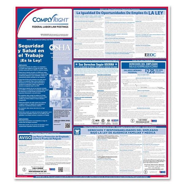 Complyright Labor Law Poster, 24 in H x, 32 3/4 in W, Plastic - ERFEDS
