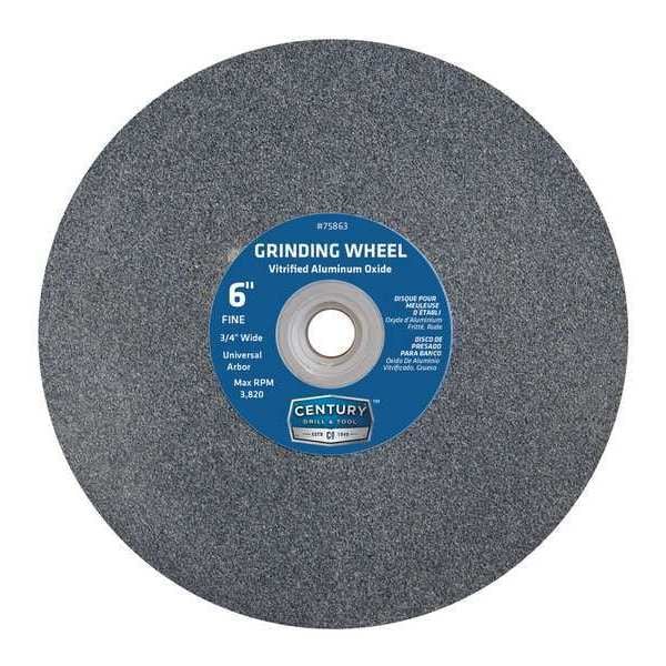 Century Drill & Tool Abrasive Cut-Off Wheel, 6 in Dia, 3/4 in Thick, White Aluminum Oxide, Fine Grit - 75863
