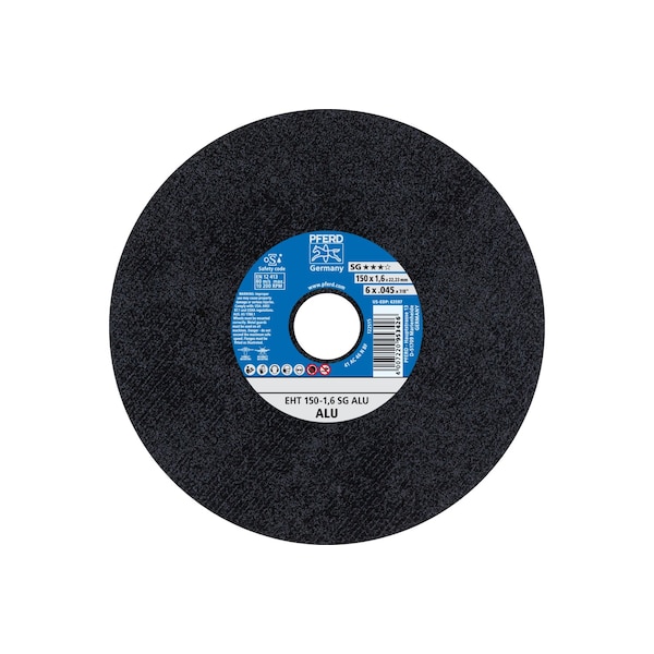 Pferd Type 1, 6 in Dia, 0.045 in Thick, 7/8 in Arbor Hole Size, Aluminum Oxide, 46 Grit - 63597