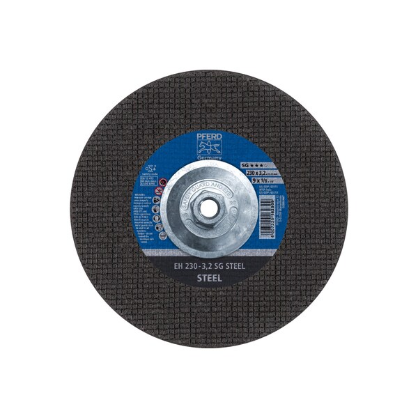 Pferd Abrasive Cut-Off Wheel, Type 27, 9 in Dia, 1/8 in Thick, 5/8 in-11 Arbor Hole Size, Aluminum Oxide - 63113
