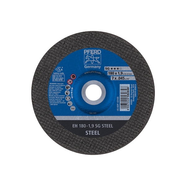 Pferd Abrasive Cut-Off Wheel, Type 27, 7 in Dia, 0.045 in Thick, 7/8 in Arbor Hole Size, Aluminum Oxide - 63165