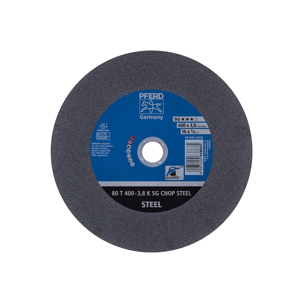 Pferd Abrasive Cut-Off Wheel, 16 in Dia, 1/8 in Thick, 1 in Arbor Hole Size, Aluminum Oxide, 36 Grit - 64503