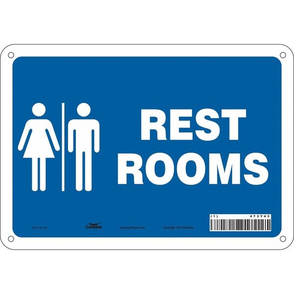 Condor RESTROOMS, 10 in W x 7 in H, Vertical Rectangle, Polyethylene, 473Y43 - 473Y43