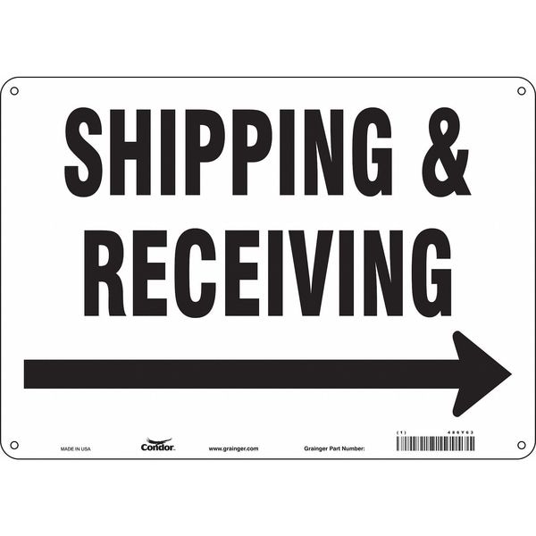 Condor SHIPPING & RECEIVING, 14 in W x 10 in H, Horizontal Rectangle, Aluminum, 486Y63 - 486Y63