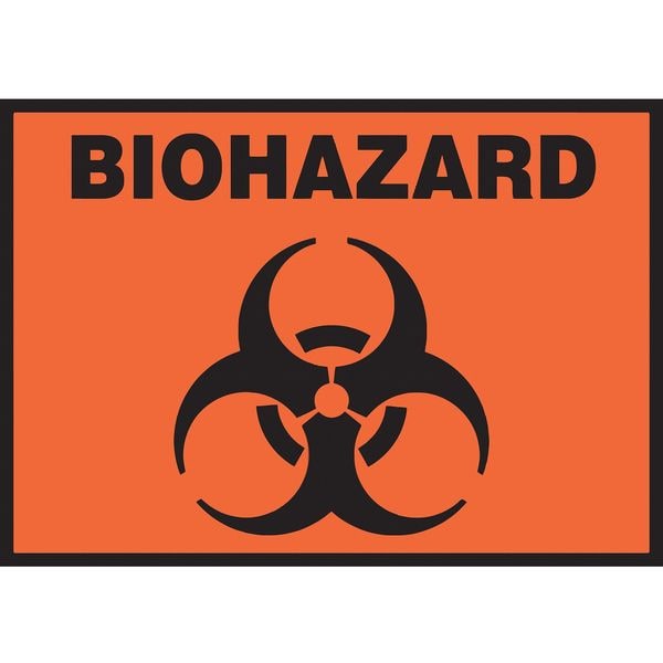Accuform Biohazard Label, 3-1/2x5 in, Adhesive Vinyl, 5/PK - LBHZ506VSP