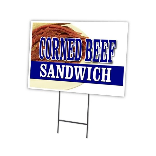 Signmission Corned Beef Sandwich Yard Sign & Stake outdoor plastic coroplast window, C-1824 Corned Beef Sandwich - C-1824 CORNED BEEF SANDWICH