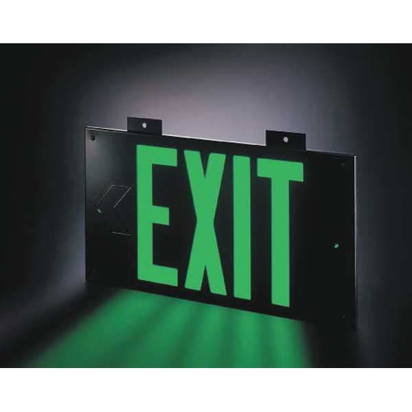 Zoro Select Exit Sign, Plastic, 13" W, 7-1/2" H, Exit, Black, Green - GRAN3412