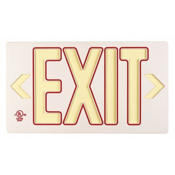 Zoro Select Exit Sign, Plastic, 15-3/8" W, 8-3/4" H, Exit (Double Arrows), White - GRAN4735