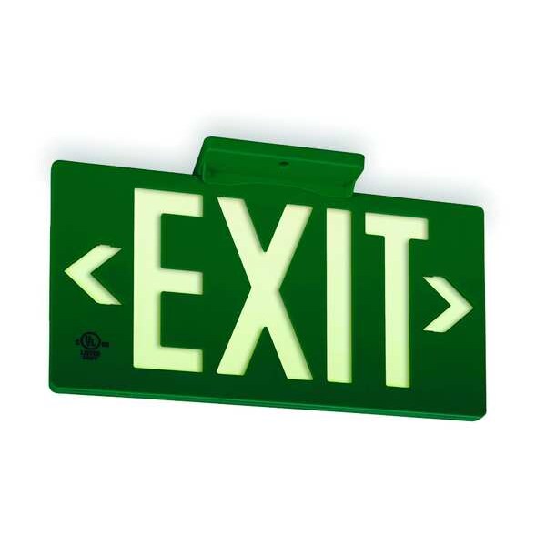 Zoro Select Exit Sign, Plastic, 15-3/8" W, 8-3/4" H, Exit (Double Arrows), Green - GRAN1388