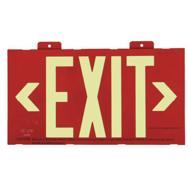Zoro Select Exit Sign, Plastic, 15-3/8" W, 8-3/4" H, Exit (Double Arrows), Green - GRAN1388