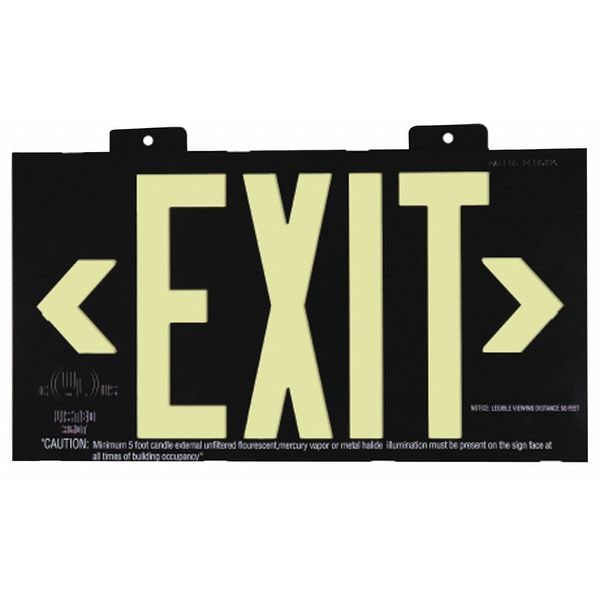 Zoro Select Exit Sign, Plastic, 15-3/8" W, 8-3/4" H, Exit (Double Arrows), Green - GRAN1388
