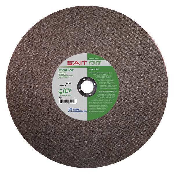 United Abrasives/Sait Abrasive Cut-Off Wheel, Type 1, 14 in Dia, 0.125 in Thick, 20 mm Arbor Hole Size, Silicon Carbide - 23456