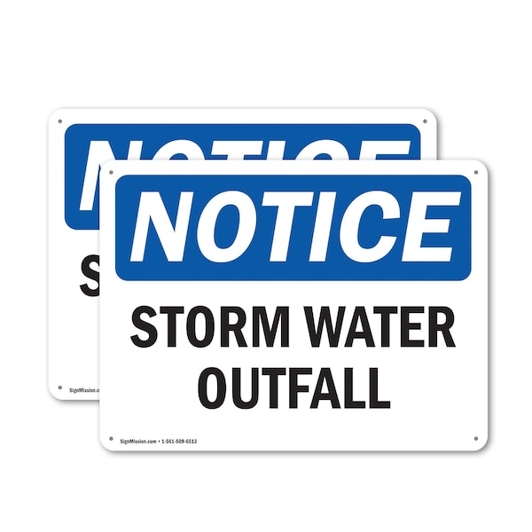 Signmission Storm Water Outfall, 18 in W x Rectangle, Aluminum - OS-2PACK-NS-A-1218-L-18499
