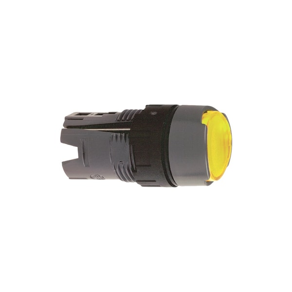 Cabeza para boton de presión iluminado de Schneider Electric, Harmony XB6, amarillo embutido, 16mm, LED integrado, retorno por resorte, 12...24V, sin marca - ZB6AW5.
