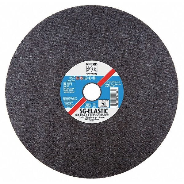 Pferd Abrasive Cut-Off Wheel, Type 1, 14 in Dia, 0.0938 in Thick, 1 in Arbor Hole Size, Aluminum Oxide - 64508