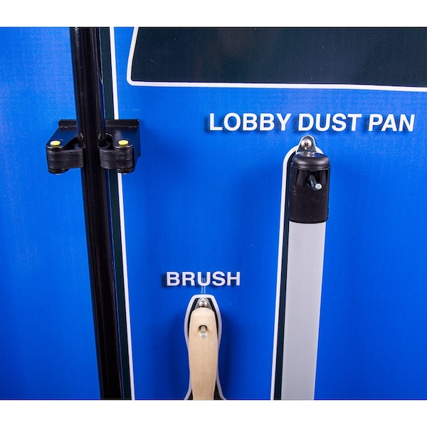 5S Supplies 5S Housekeeping Shadow Board Broom Station Version 3 - Blue Board / Black Shadows No Broom - HSB-V3-BLUE-BO