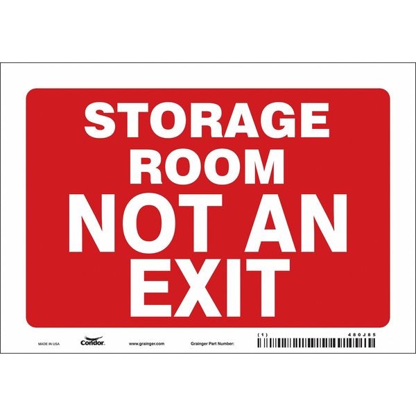 Condor STORAGE ROOM NOT AN EXIT, 10 in W x 7 in H, Vertical Rectangle, Vinyl, 480J85 - 480J85