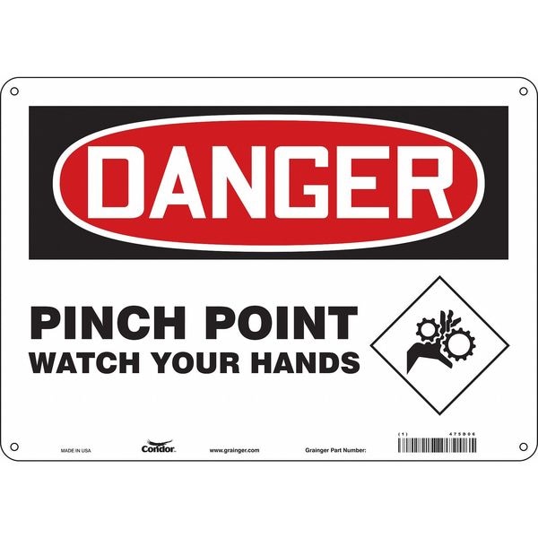Condor Safety Sign, 10 in Height, 14 in Width, Polyethylene, Horizontal Rectangle, English, 475D06 - 475D06