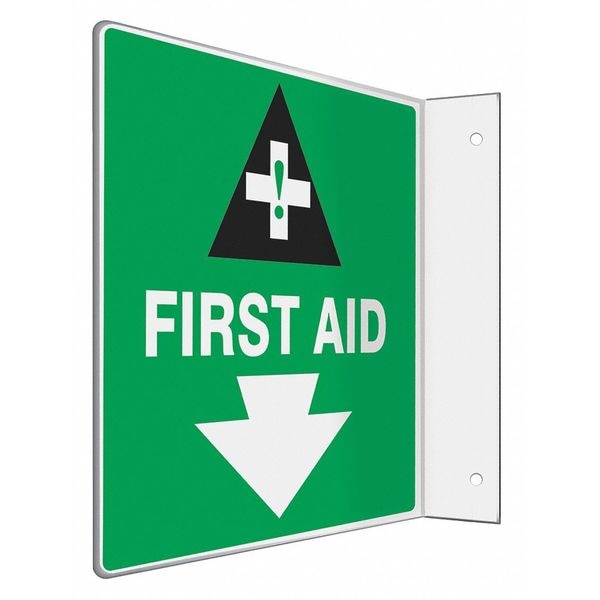 Condor FIRST AID, 8 in W x 8 in H, L-Shape Projection, PETG, 480W53 - 480W53