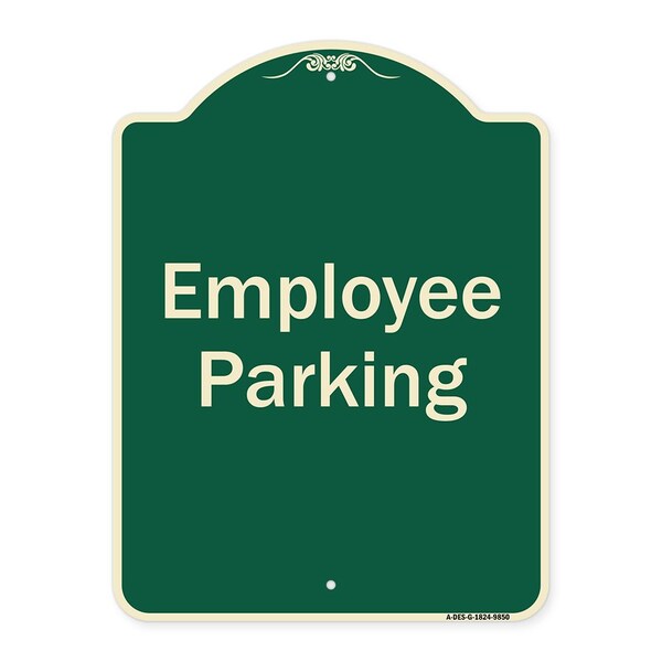 Signmission Designer Series-Employee Parking Sign, Green Heavy-Gauge Aluminum, 24" x 18", G-1824-9850 - A-DES-G-1824-9850