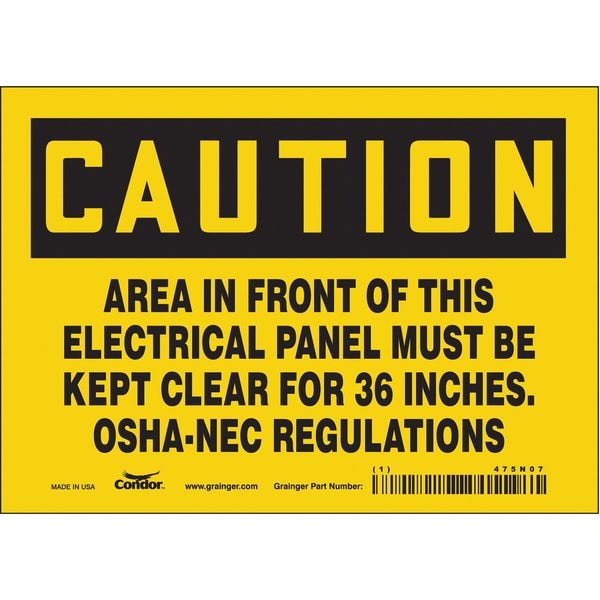 Condor Safety Sign, 5 in Height, 7 in Width, Vinyl, Horizontal Rectangle, English, 475N07 - 475N07