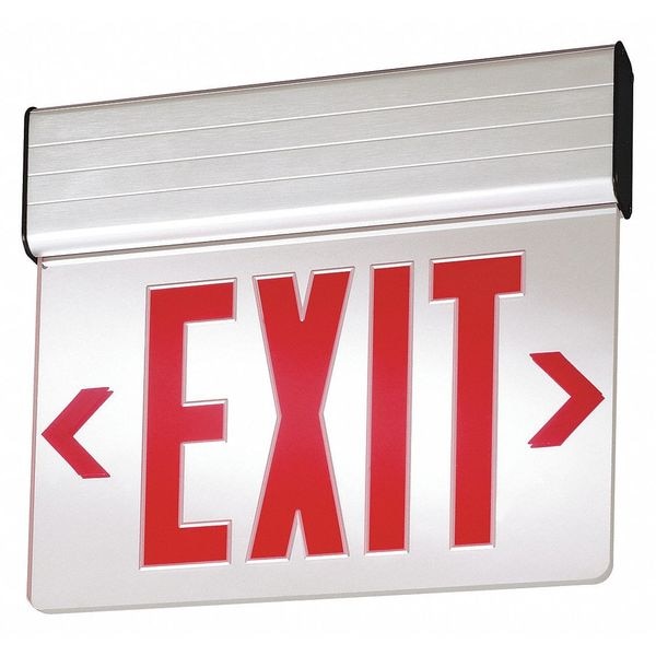Lithonia Lighting Exit Sign, Silver, 1 Face(s), LED, Universal Mount, Nickel Cadmium - EDG 1 R EL SD