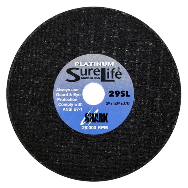 Shark Industries 3" x 1/8" x 3/8" Zirconia Sure-Life Cut-off Wheels 46 Grit - 6 Pk - 29SL