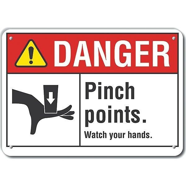 Lyle Reflective  Pinch Point Danger Sign, 7 in Height, 10 in Width, Aluminum, Vertical Rectangle - LCU4-0164-RA_10X7