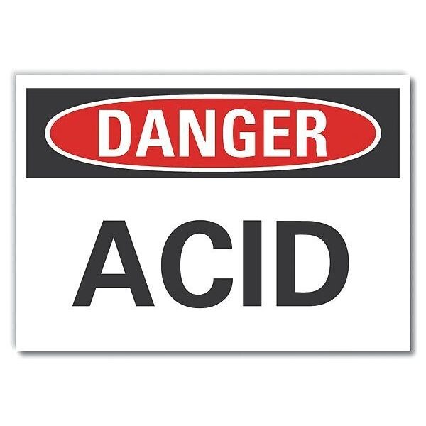 Lyle Acid Danger Label, 7 in H, 10 in W, Polyester, Vertical Rectangle, English, LCU4-0297-ND_10X7 - LCU4-0297-ND_10X7