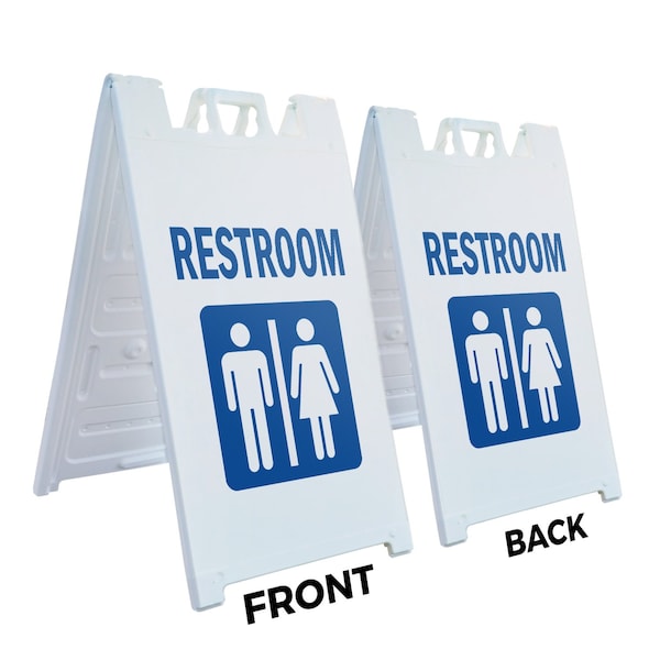 Signmission Restroom, A-Frame & 2 Sign Inserts, Heavy-Duty Plastic Frame - SBHD-C-2436-RESTROOM
