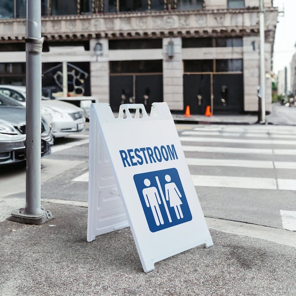 Signmission Restroom, A-Frame & 2 Sign Inserts, Heavy-Duty Plastic Frame - SBHD-C-2436-RESTROOM