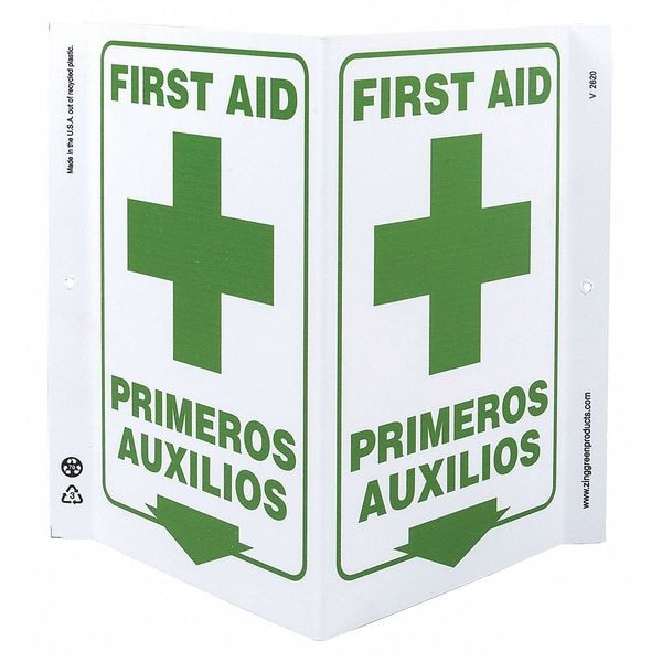 Zing First Aid/Primeros Auxilios, 7" W x 11" H, V-Shaped, Plastic - 2620