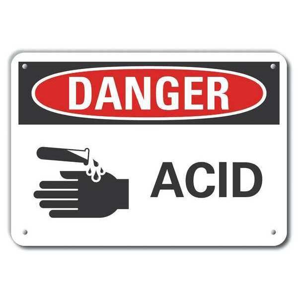 Lyle Plastic Acid Danger Sign, 10 in H, 14 in W, Horizontal Rectangle, LCU4-0215-NP_14X10 - LCU4-0215-NP_14X10