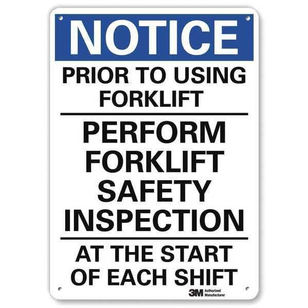 Lyle Prior to Using Forklift Perform Forklift Safety Inspection., 14in x 10in, Aluminum, U5-1467-NA_10x14 - U5-1467-NA_10X14