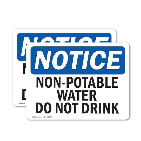 Signmission Non-Potable Water Not For Drinking, 5 in W x Rectangle, Vinyl Decal - OS-2PACK-NS-D-35-L-15094