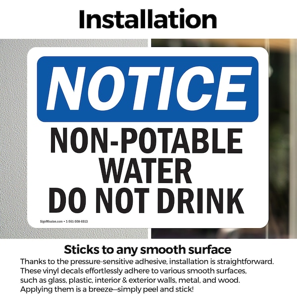 Signmission Non-Potable Water Not For Drinking, 5 in W x Rectangle, Vinyl Decal - OS-2PACK-NS-D-35-L-15094